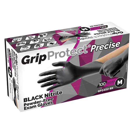 GripProtect® Precise Nitrile Exam Gloves, Black 4, Powder-Free